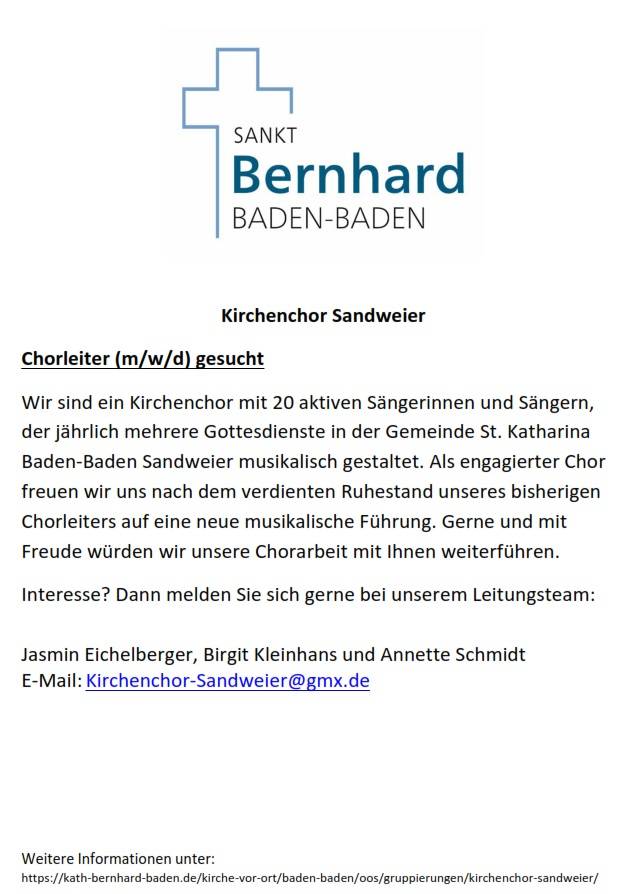 Quelle: Kath. Kirchenchor Sandweier