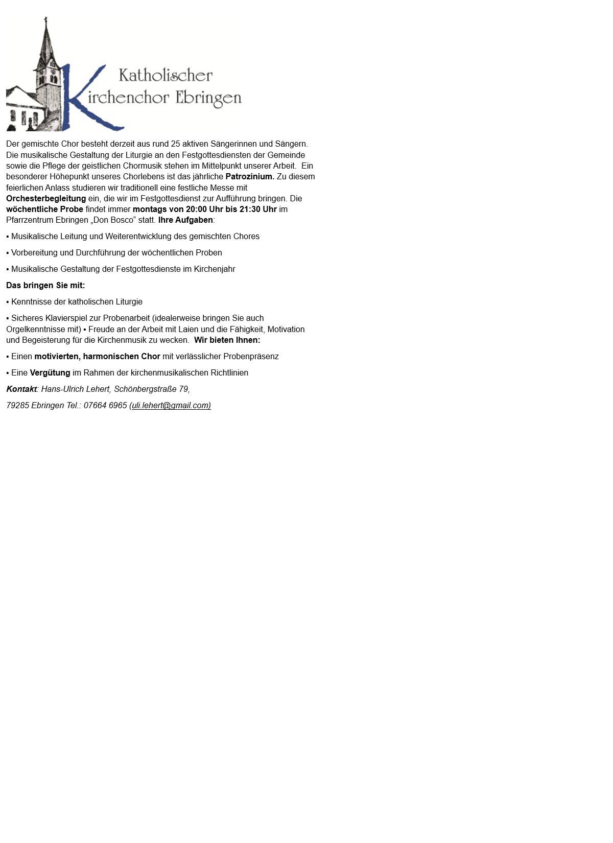 Quelle: Kath. Kirchenchor Ebringen